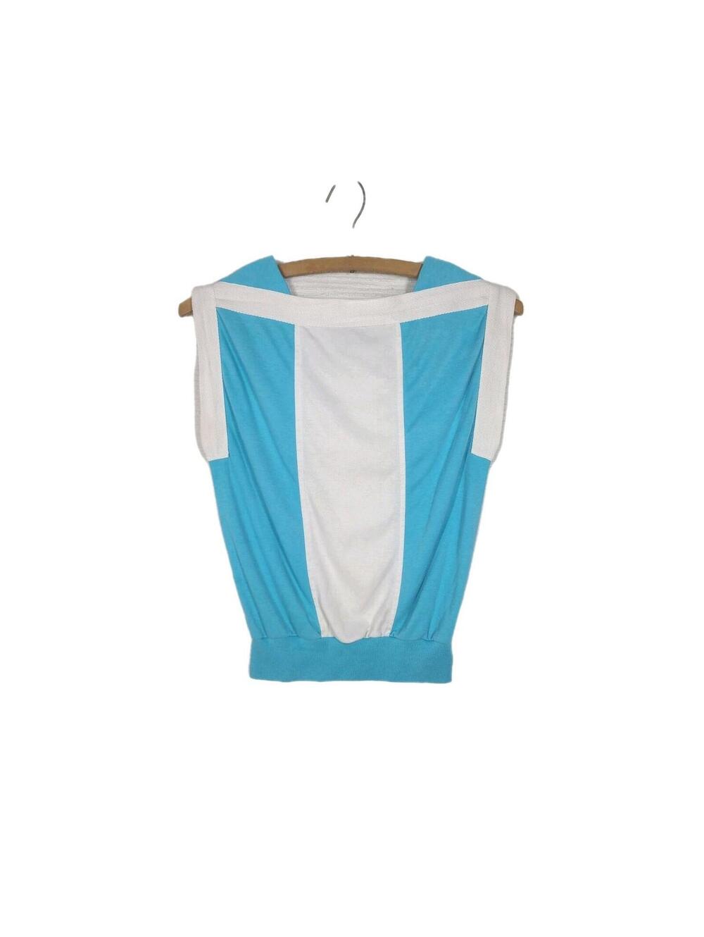 70s Color Block Shirt Patchwork Vintage Tank Top Knit Tshirt Juniors M Nuggets